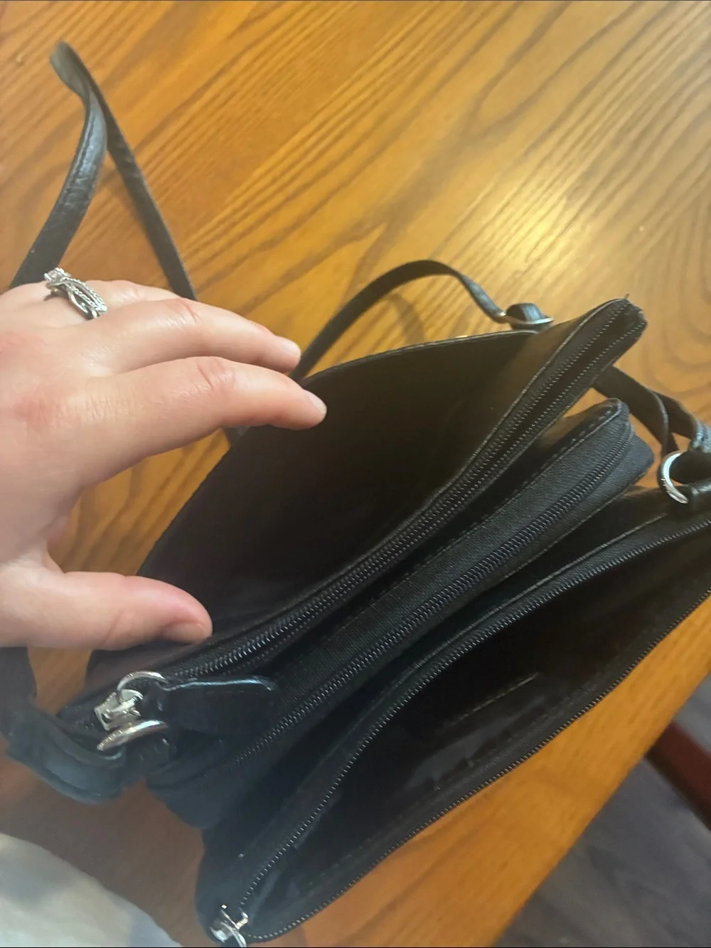 Leather Crossbody Bag for Men - Black
